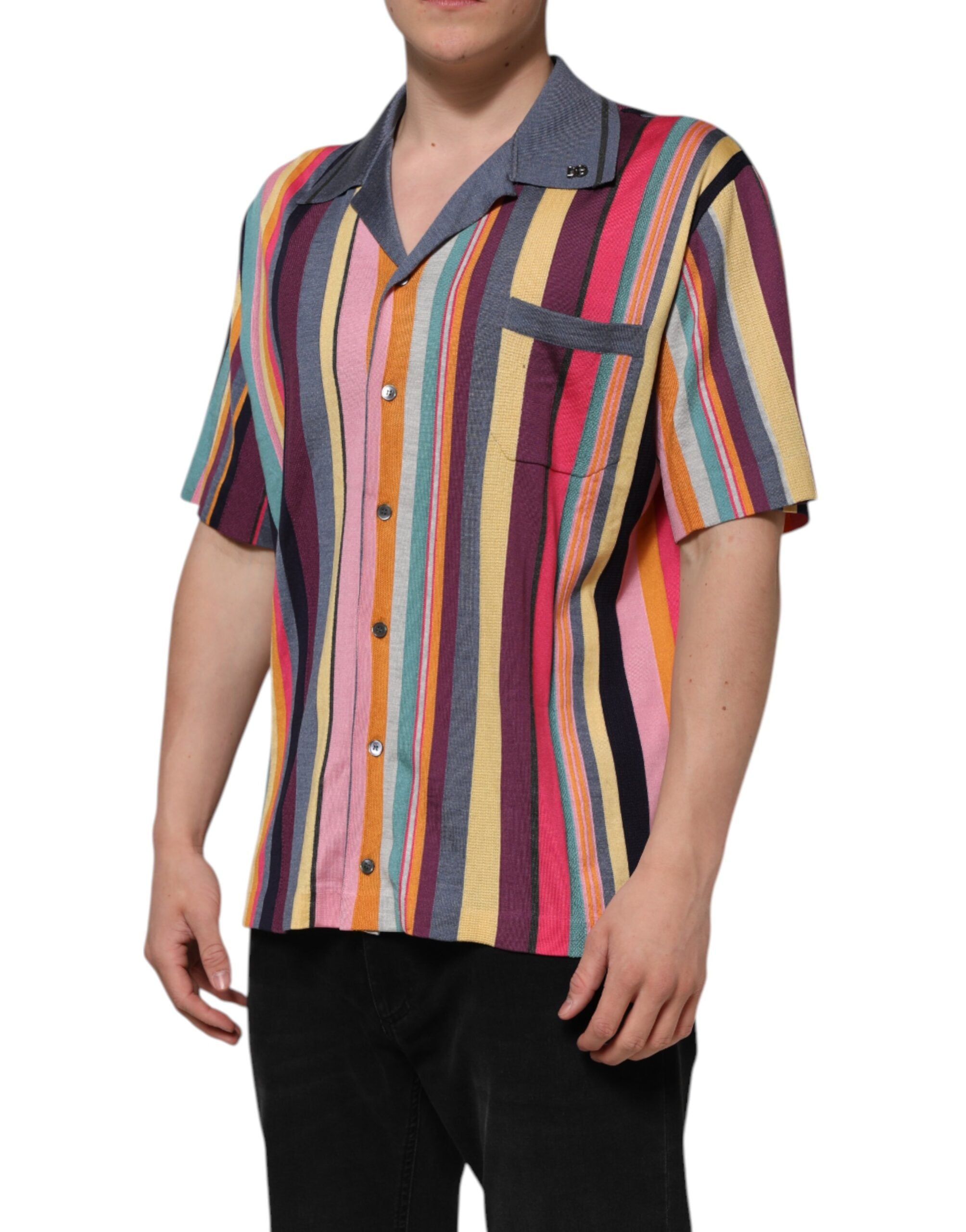 Dolce & Gabbana Multicolor Stripes Collared Men Polo Men's T-shirt (Pre-Owned)