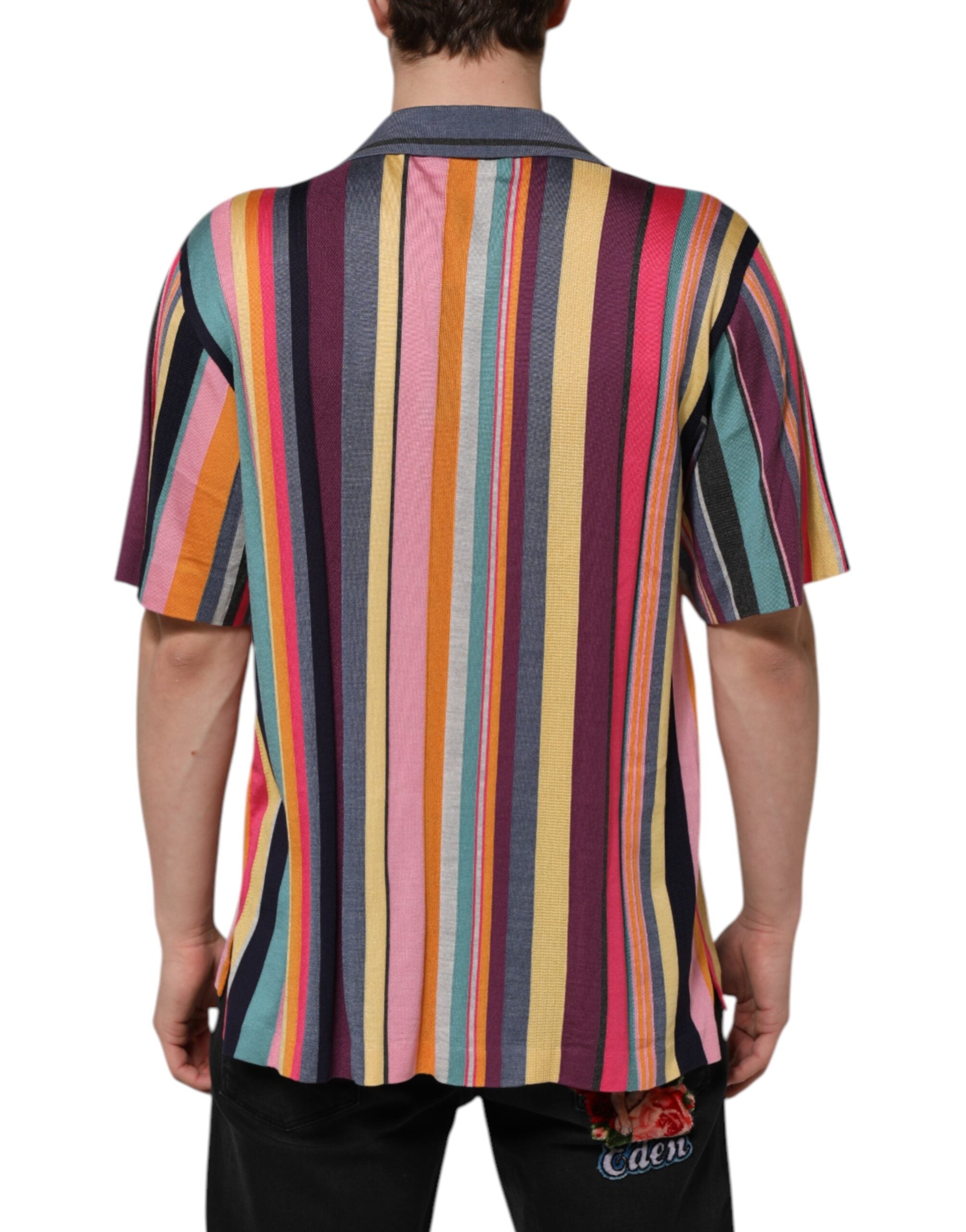 Dolce & Gabbana Multicolor Stripes Collared Men Polo Men's T-shirt (Pre-Owned)