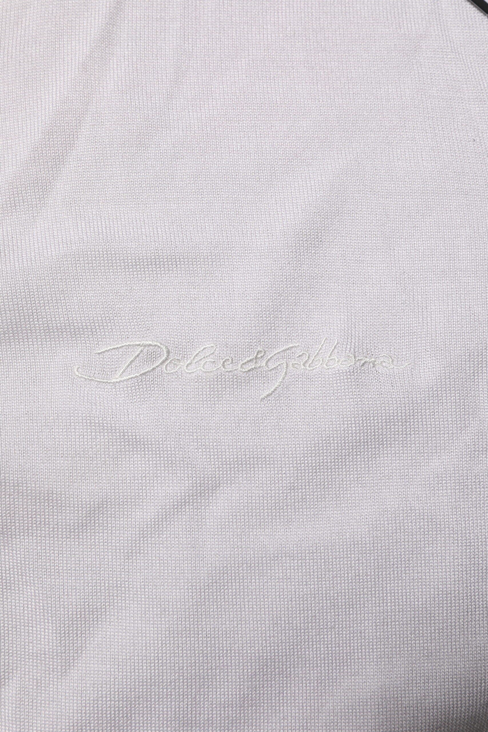 Dolce & Gabbana White Silk Short Sleeves Men Henley Men's T-shirt (Pre-Owned)