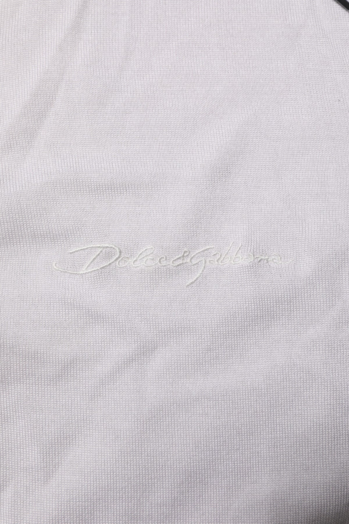 Dolce & Gabbana White Silk Short Sleeves Men Henley Men's T-shirt (Pre-Owned)