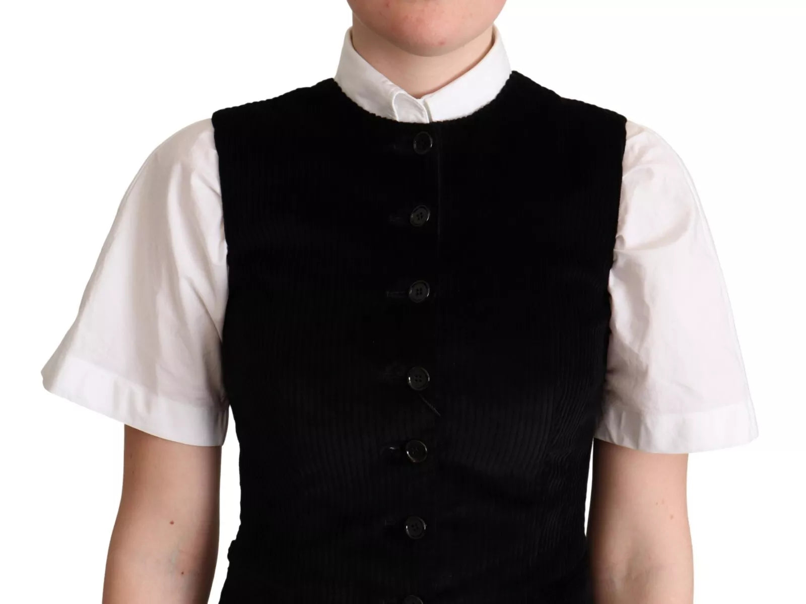 Dolce & Gabbana Black Brown Leopard Print Waistcoat Women's Vest
