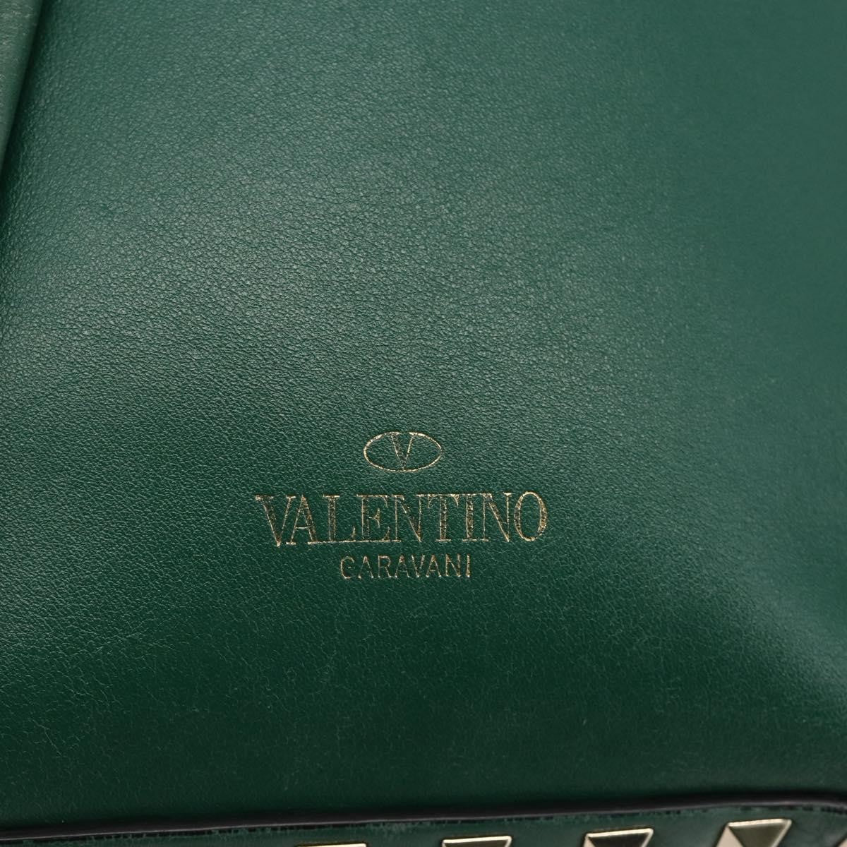 Valentino Garavani Rockstud Leather Green Leather Backpack Bag (Pre-Owned)