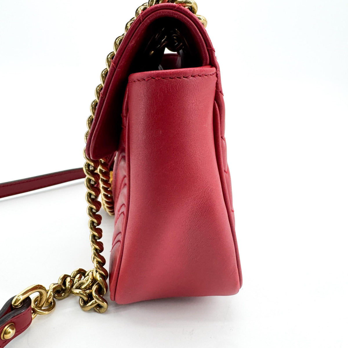 Gucci Gg Marmont Flap Matelasse Leather Gold Leather Shoulder Bag Bag (Pre-Owned)