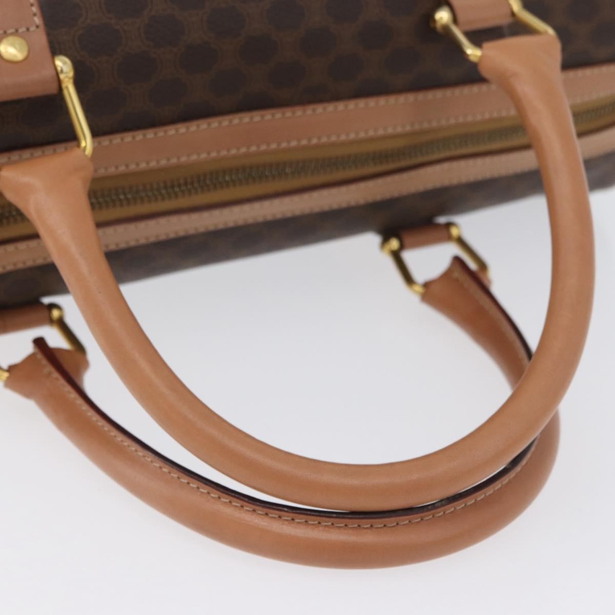 Celine Vintage Duffle Macadam Coated Canvas Brown Pvc Handbag (Pre-Owned)