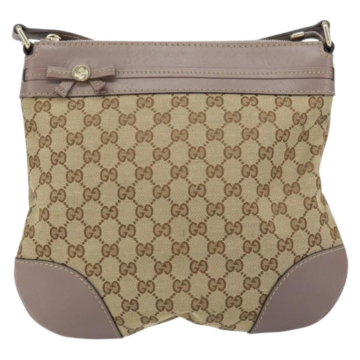 Gucci Mayfair Messenger Gg Canvas And Leather Beige Canvas Shoulder Bag Bag (Pre-Owned)