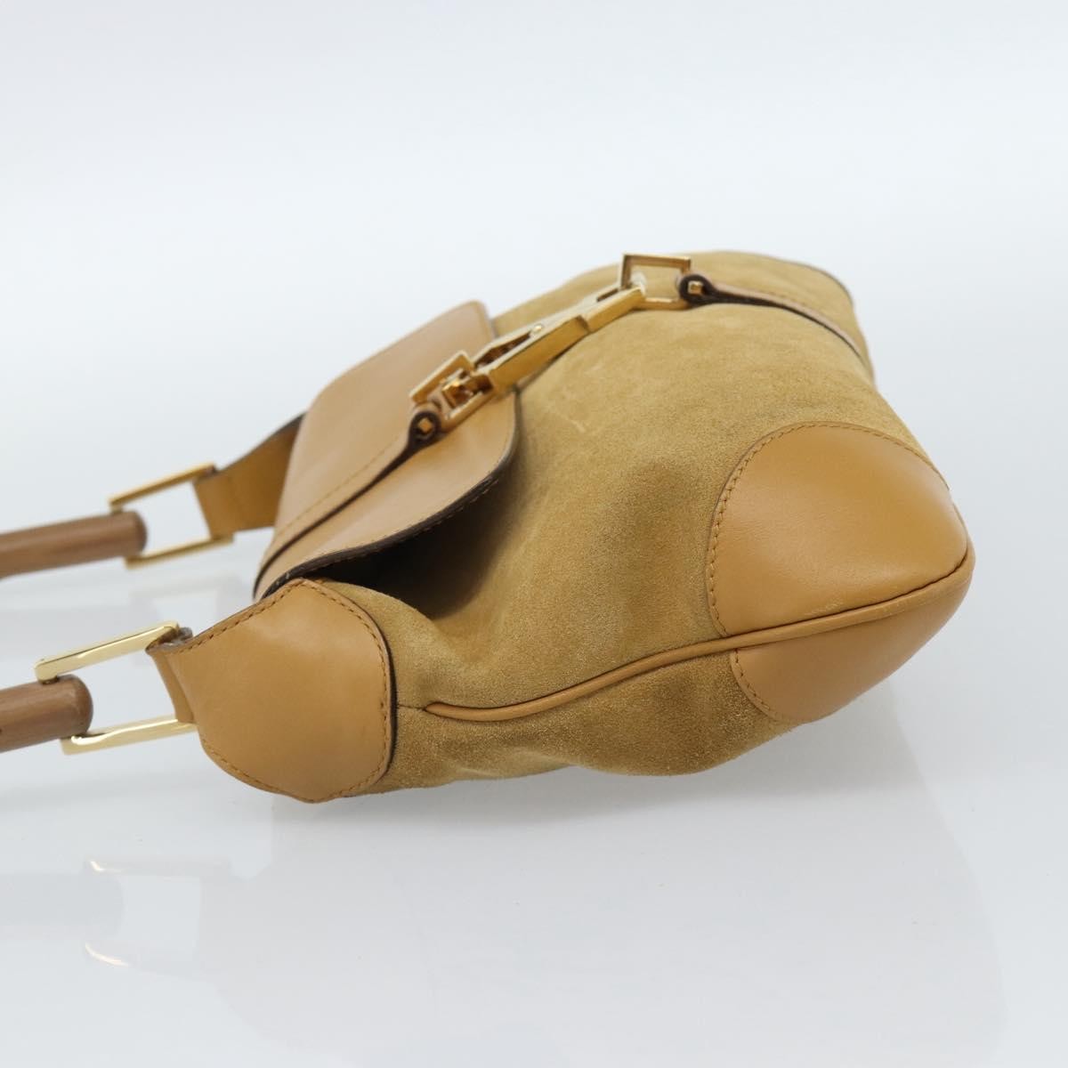 Gucci Bamboo Jackie Suede Beige Suede Handbag (Pre-Owned)