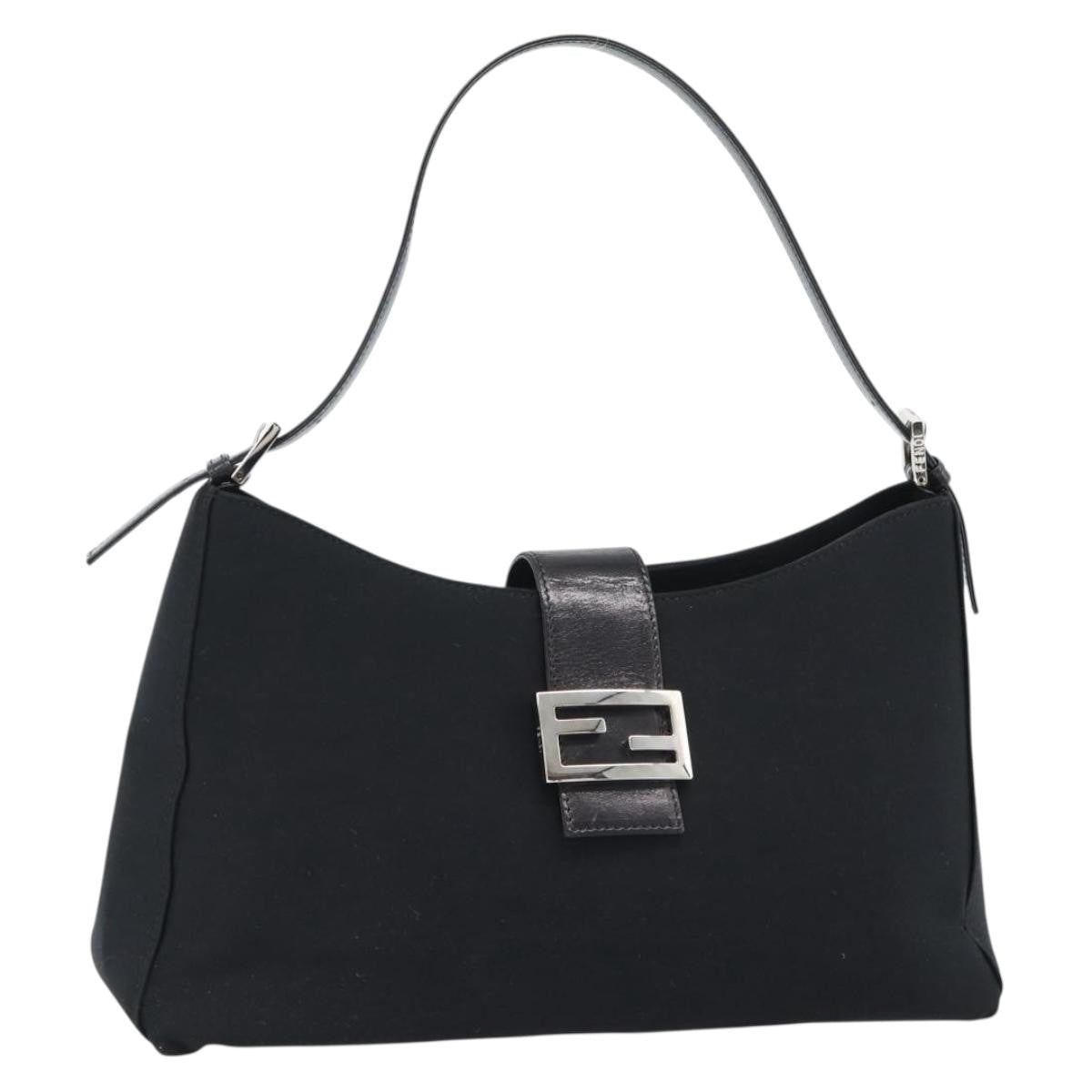 Fendi Mamma Baguette Canvas Black Cotton Shoulder Bag Bag (Pre-Owned)