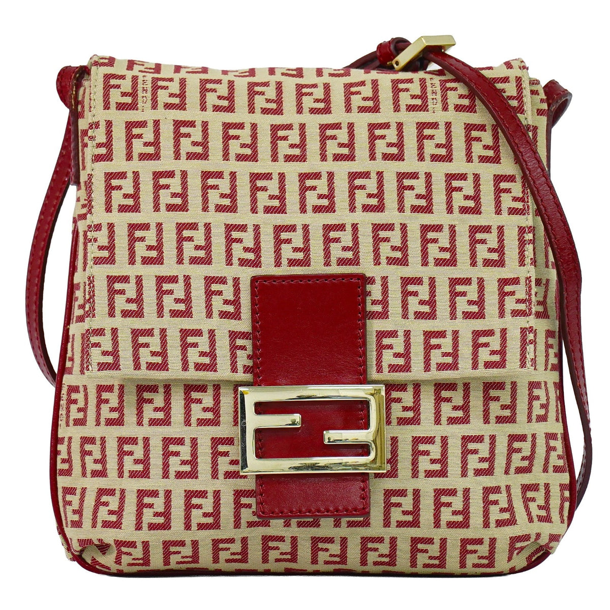 Fendi Vintage Flap Zucchino Coated Canvas Beige Canvas Crossbody Bag Bag (Pre-Owned)