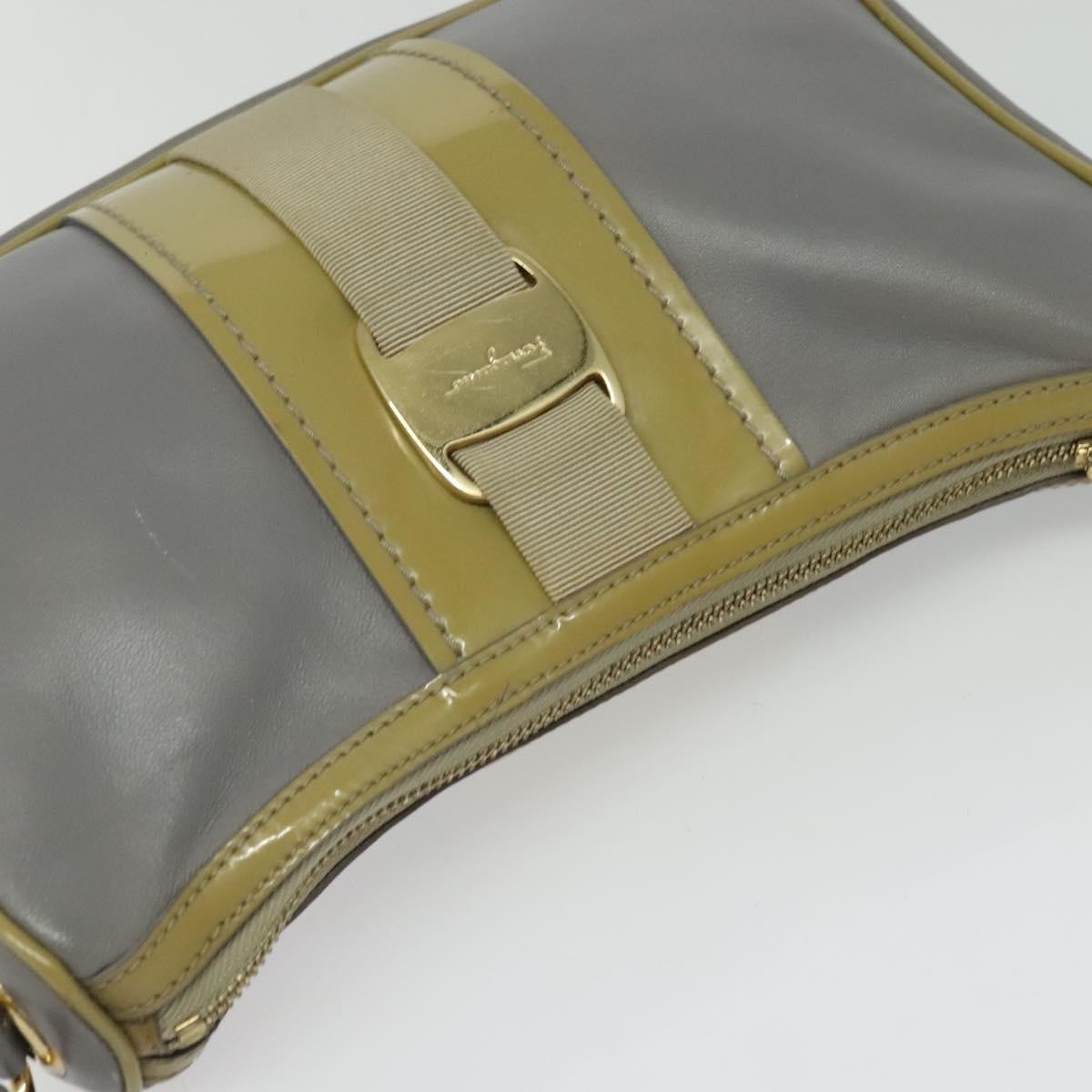 Salvatore Ferragamo Vala Leather Gray Leather Shoulder Bag Bag (Pre-Owned)