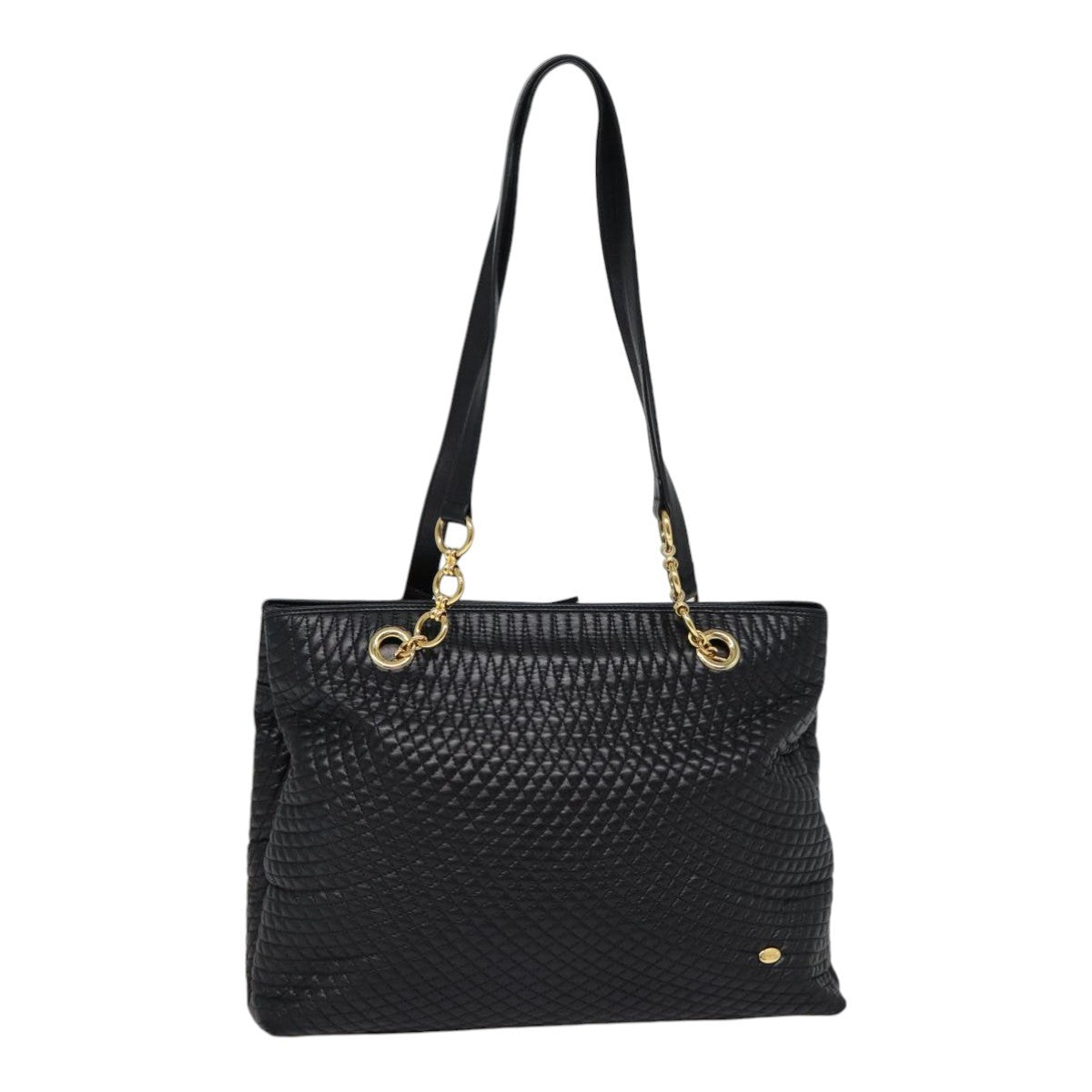 Bally Vintage Quilted Leather Black Leather Tote Bag Bag (Pre-Owned)