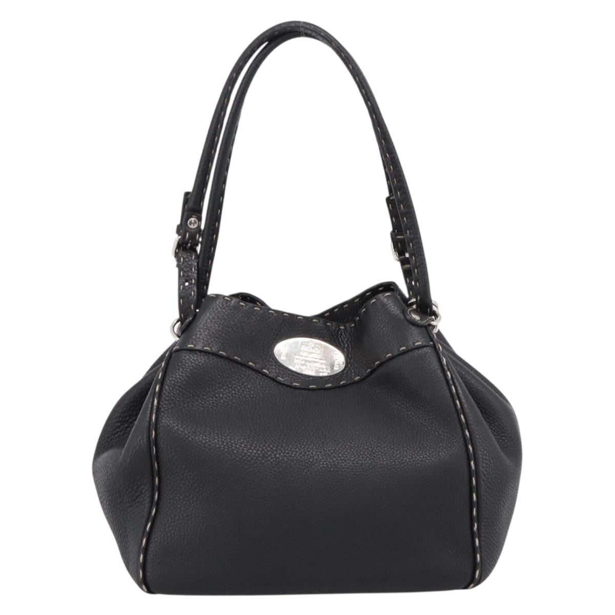 Fendi Selleria Bucket Leather Black Leather Tote Bag Bag (Pre-Owned)