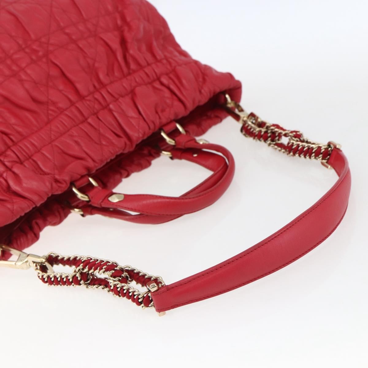 Christian Dior Delices Cannage Quilt Leather Red Leather Tote Bag Bag (Pre-Owned)