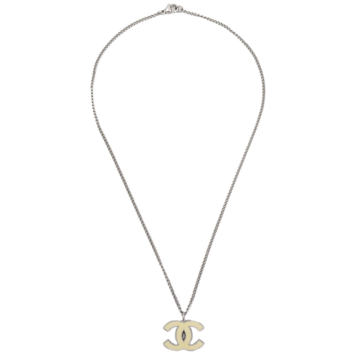 Chanel Cc Logo Pendant Metal Silver Silver_Plated Necklace Jewelry (Pre-Owned)