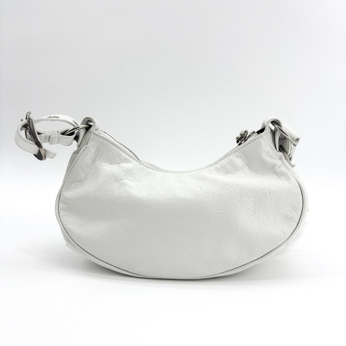 Balenciaga Le Cagole Giant Spikes Leather White Leather Shoulder Bag Bag (Pre-Owned)