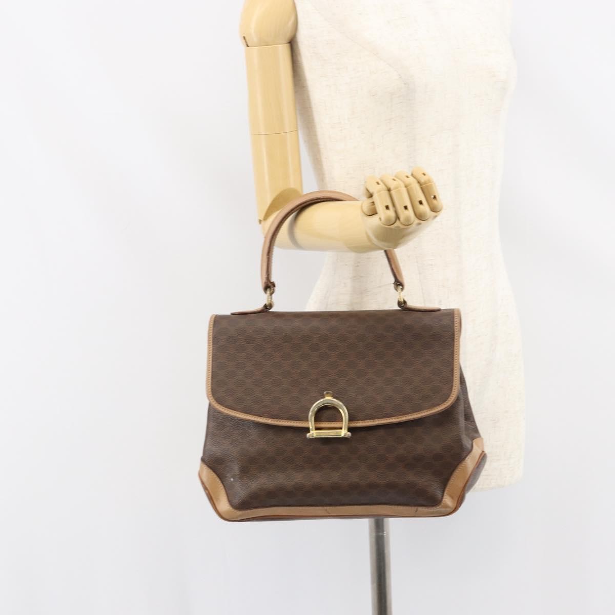 Celine Vintage Macadam Canvas Brown Pvc Handbag (Pre-Owned)