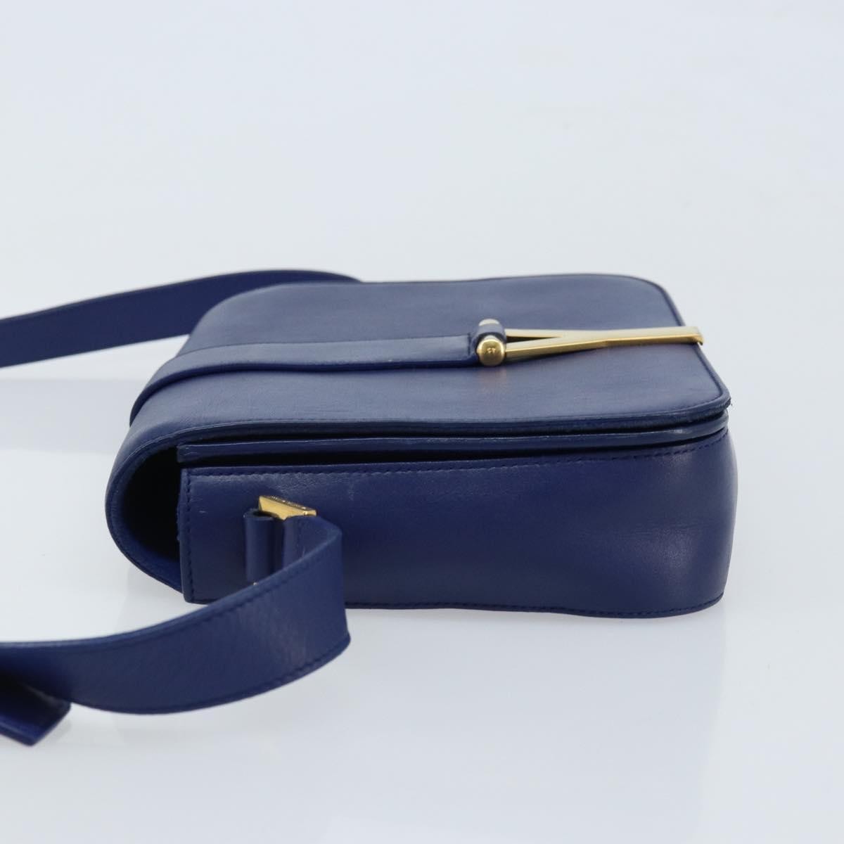 Saint Laurent Chyc Flap Leather Blue Leather Shoulder Bag Bag (Pre-Owned)