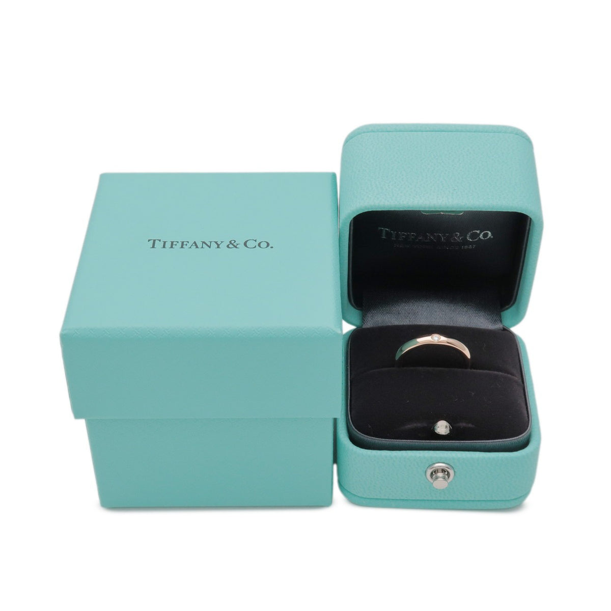 Tiffany & Co. Elsa Peretti 1 Diamond Stacking Band 18K Rose Gold With Diamond Gold Rose_Gold Ring Jewelry (Pre-Owned)