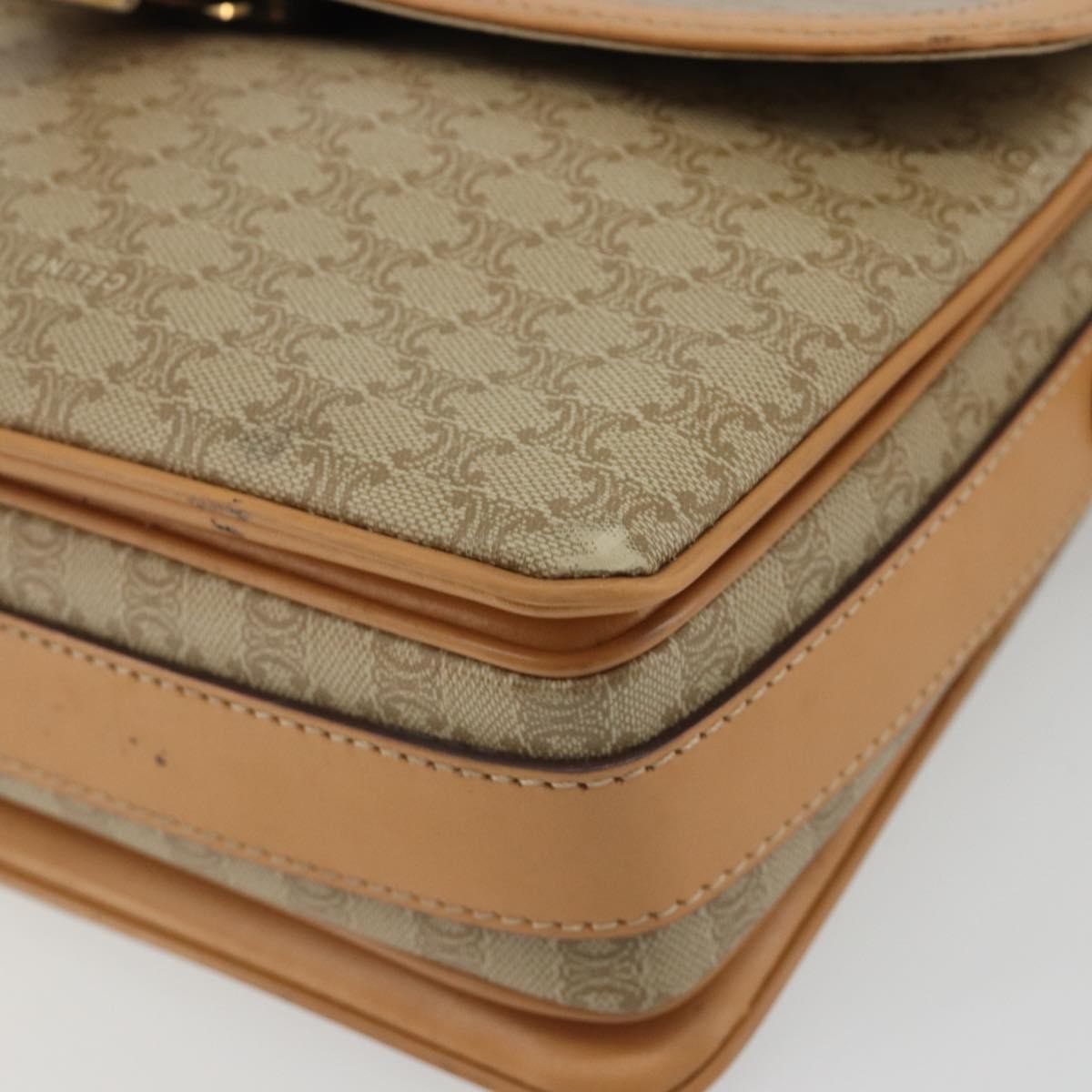 Celine Vintage Macadam Canvas And Leather Beige Canvas Shoulder Bag Bag (Pre-Owned)