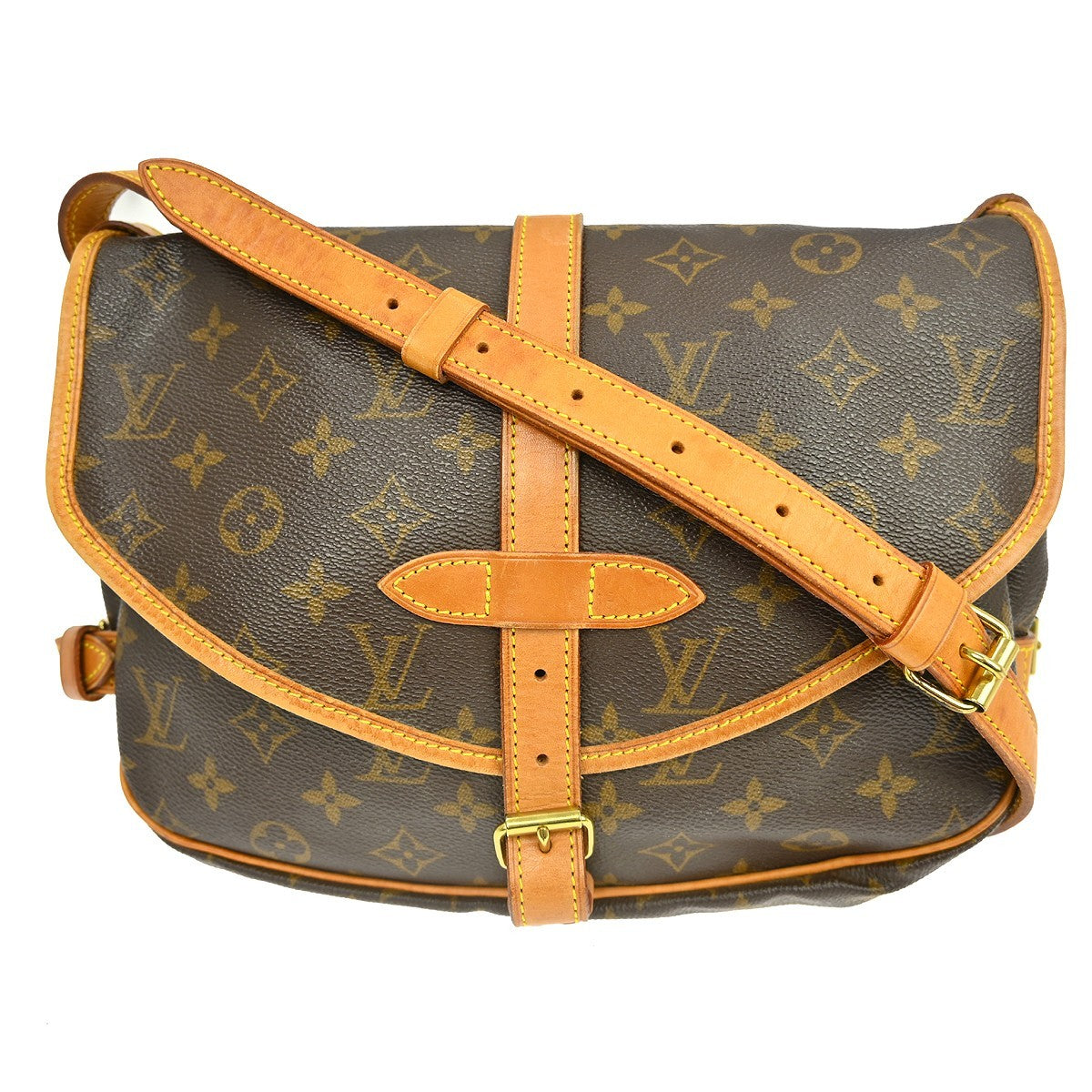 Louis Vuitton Saumur Monogram Brown Canvas Shoulder Bag Bag (Pre-Owned)