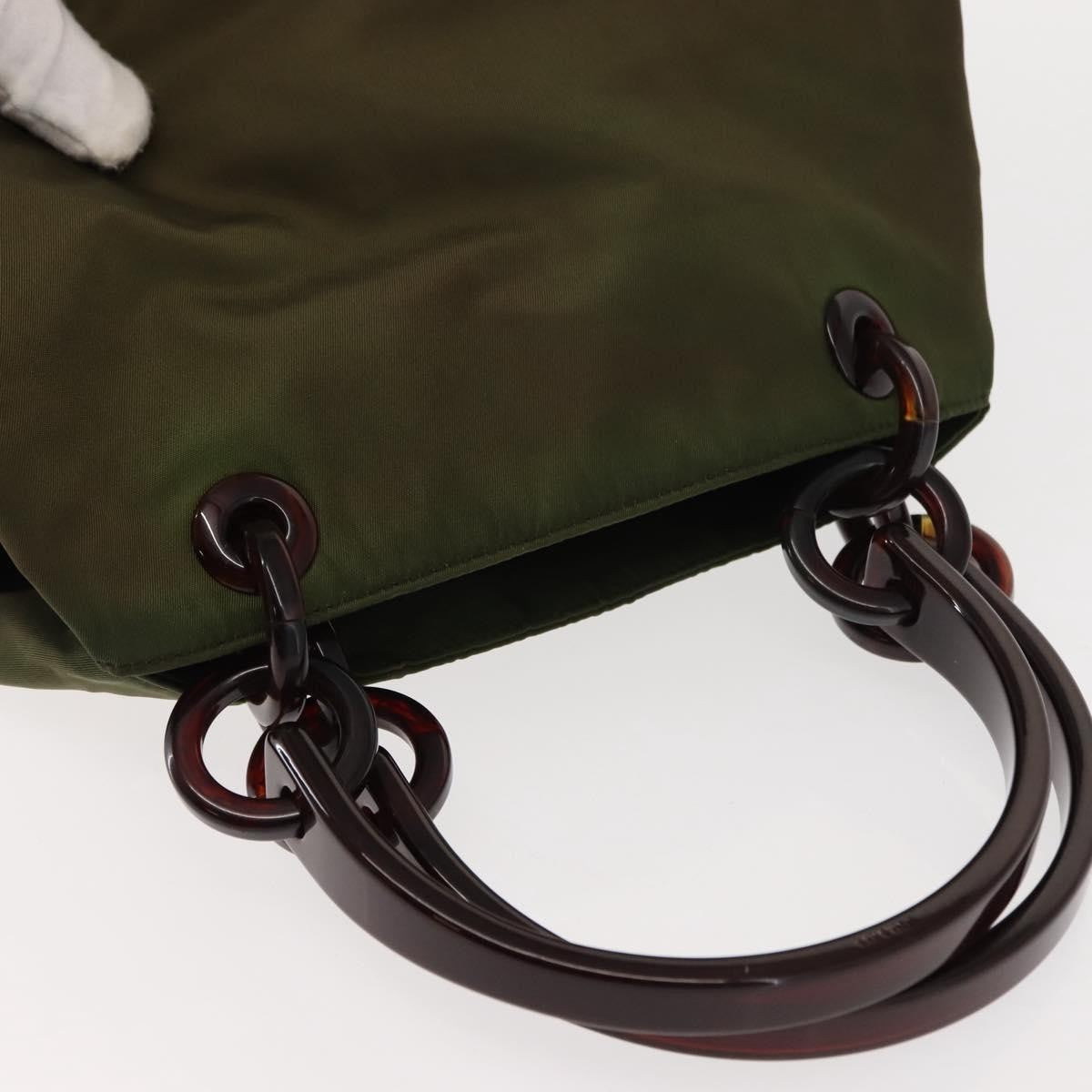 Prada Resin Handle Tote Tessuto Khaki Nylon Tote Bag Bag (Pre-Owned)