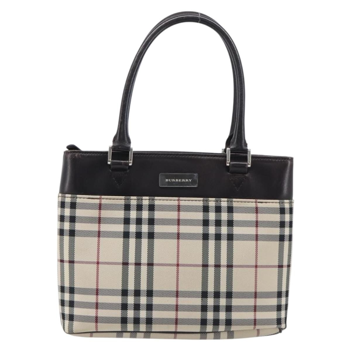 Burberry Nova Check Nova Check Canvas Beige Canvas Handbag (Pre-Owned)