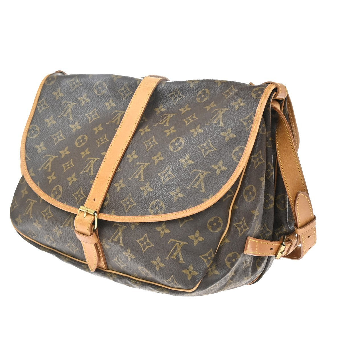Louis Vuitton Saumur Monogram Canvas Brown Canvas Shoulder Bag Bag (Pre-Owned)
