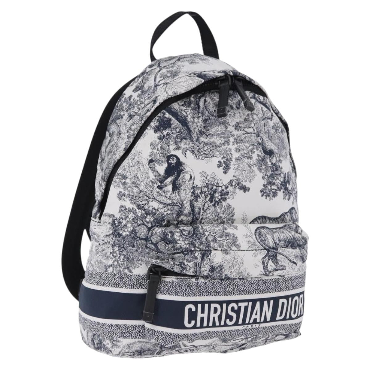 Christian Dior Toile De Jouy Travel Technical Fabric Navy Nylon Backpack Bag (Pre-Owned)