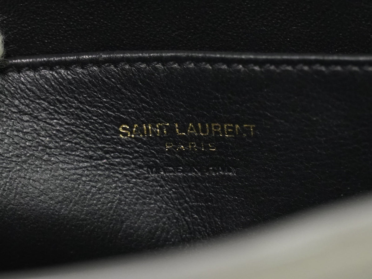 Saint Laurent Monogram Cabas Leather Gray Leather Tote Bag Bag (Pre-Owned)