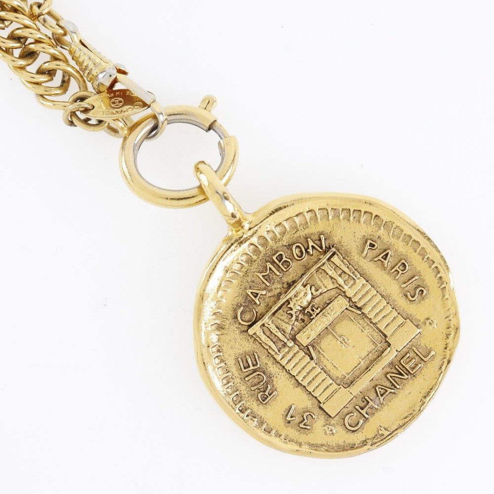 Chanel Vintage 31 Rue Cambon Medallion Pendant Metal Gold Gold_Plated Necklace Jewelry (Pre-Owned)