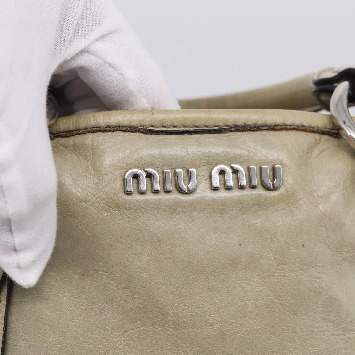 Miu Miu Bow Satchel Vitello Lux Beige Leather Handbag (Pre-Owned)