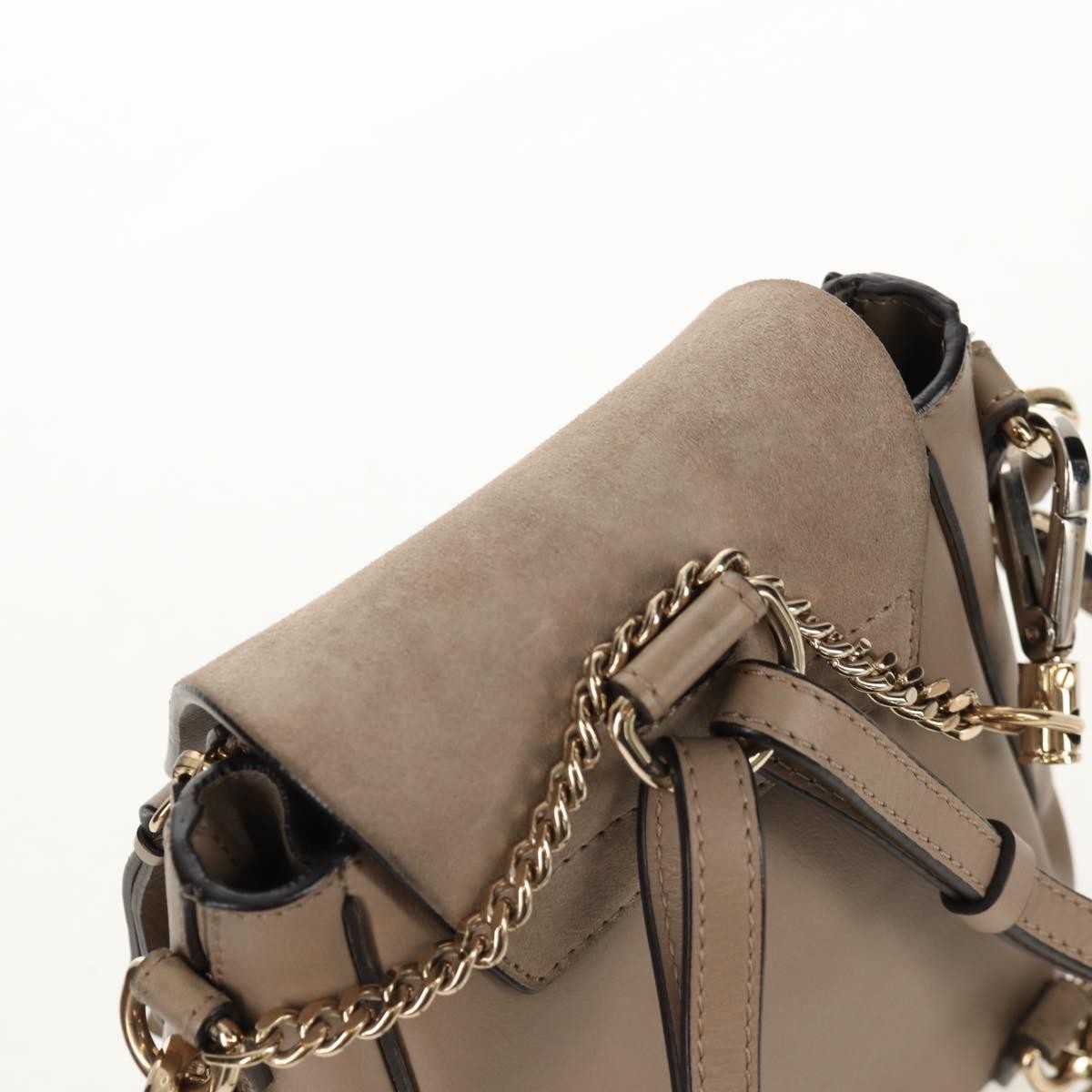 Chloe Faye Leather And Suede Gray Leather Backpack Bag (Pre-Owned)