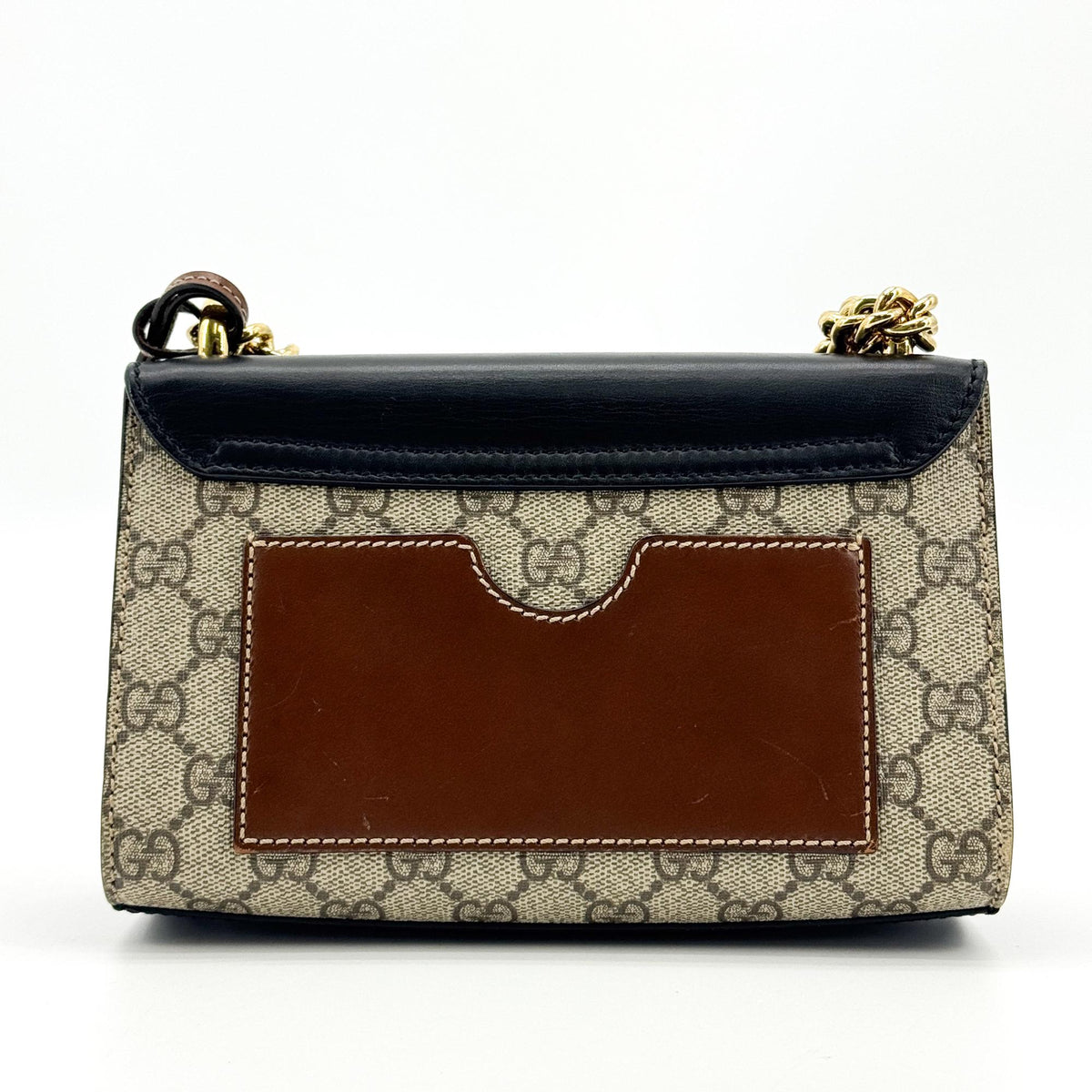 Gucci Padlock Top Handle Gg Coated Canvas And Leather Black Canvas Handbag (Pre-Owned)
