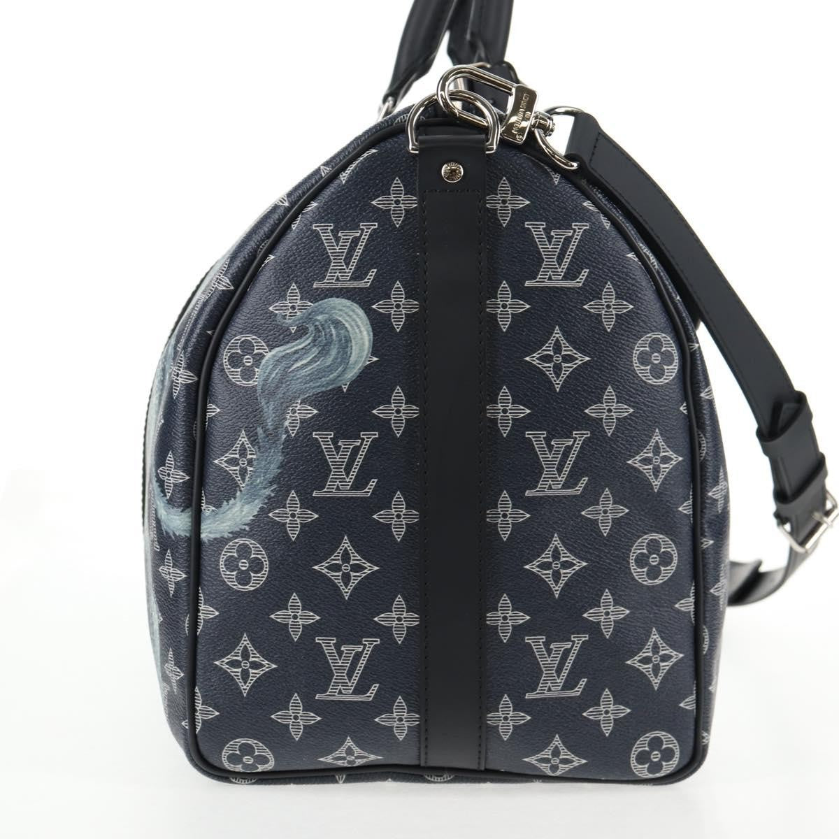 Louis Vuitton Keepall Bandouliere Limited Edition Chapman Savane Monogram Canvas Navy Canvas Travel Bag Bag (Pre-Owned)