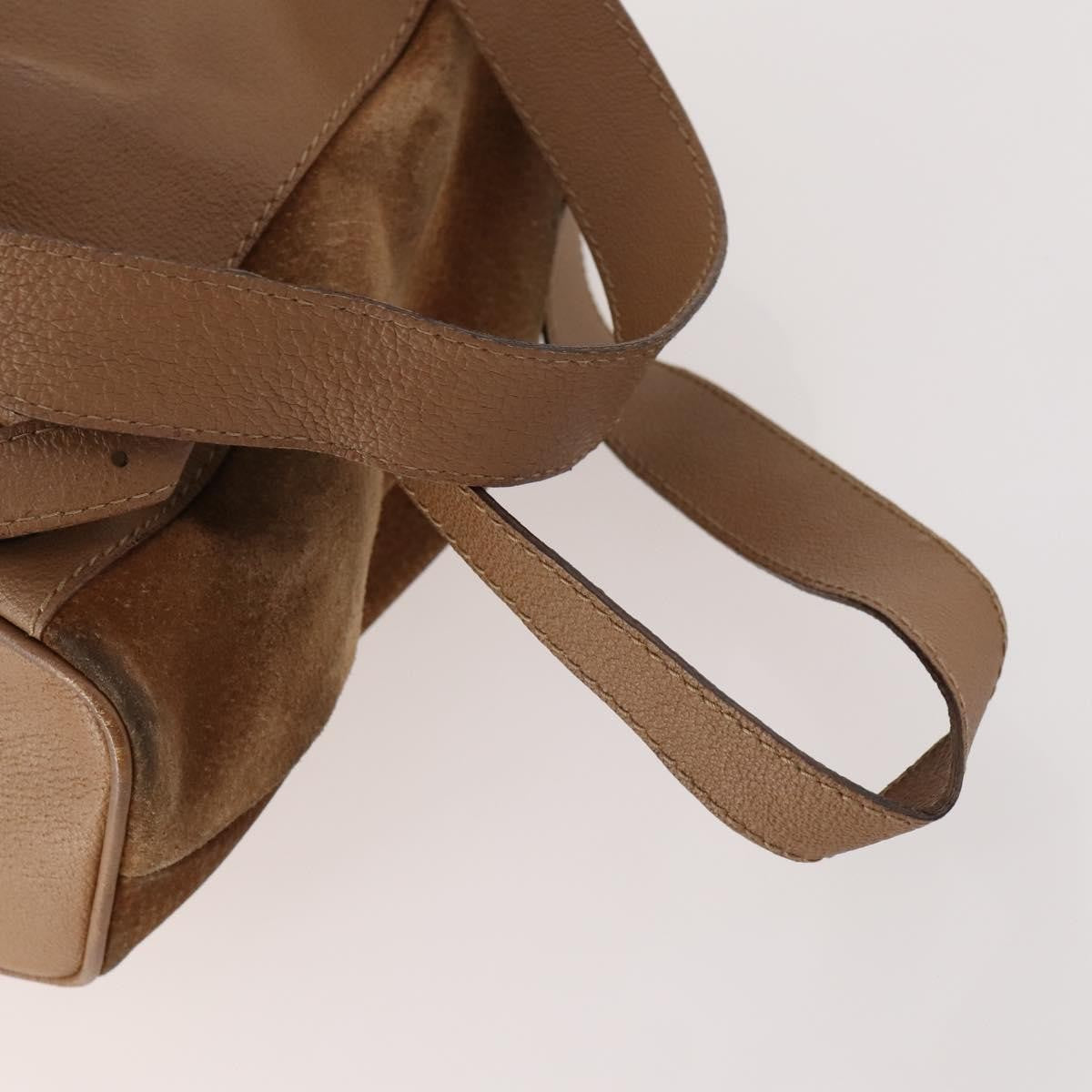 Gucci Vintage Bamboo Suede And Leather Brown Suede Backpack Bag (Pre-Owned)
