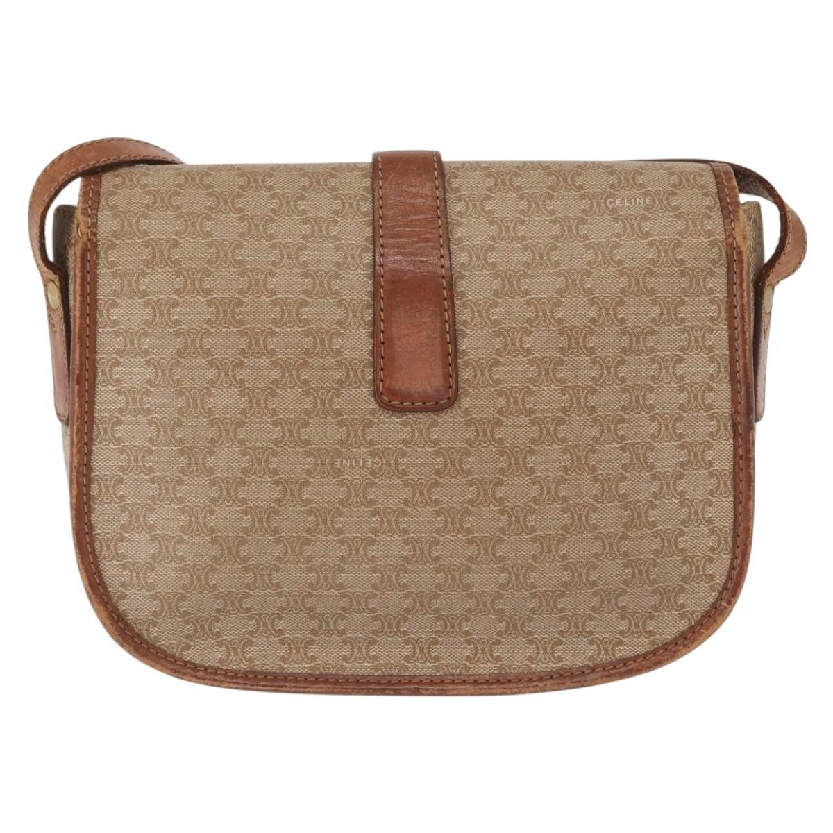 Celine Vintage Macadam Canvas And Leather Beige Canvas Shoulder Bag Bag (Pre-Owned)