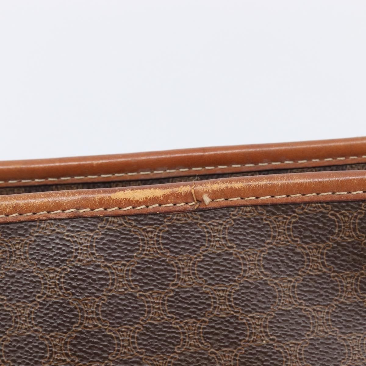 Celine Macadam Shoulder Leather Brown Canvas Crossbody Bag Bag (Pre-Owned)