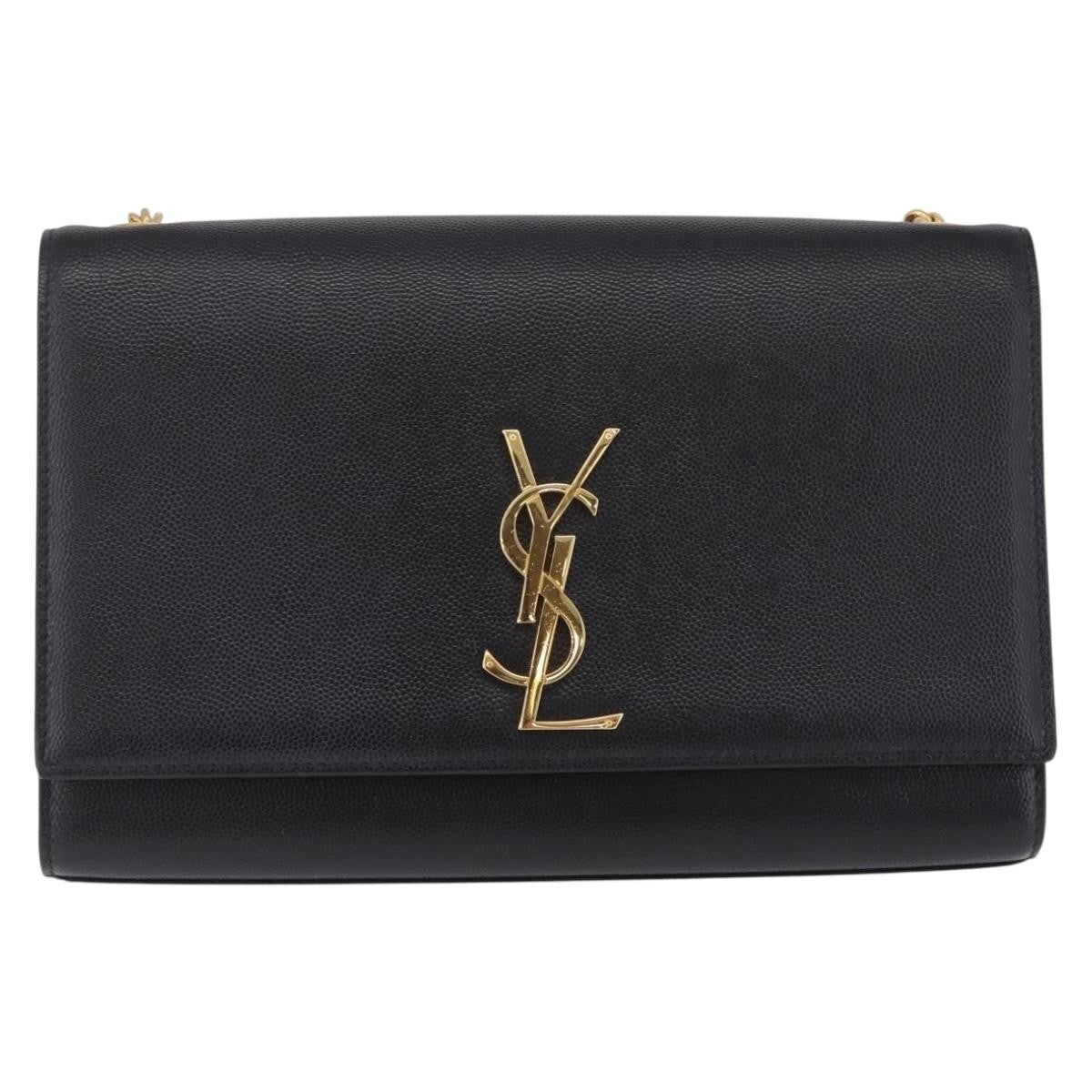 Saint Laurent Classic Monogram Leather Black Leather Crossbody Bag Bag (Pre-Owned)