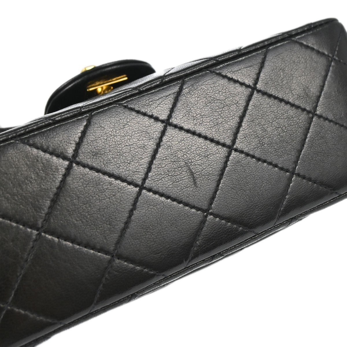 Chanel Vintage Square Classic Single Flap Quilted Lambskin Black Leather Shoulder Bag Bag (Pre-Owned)