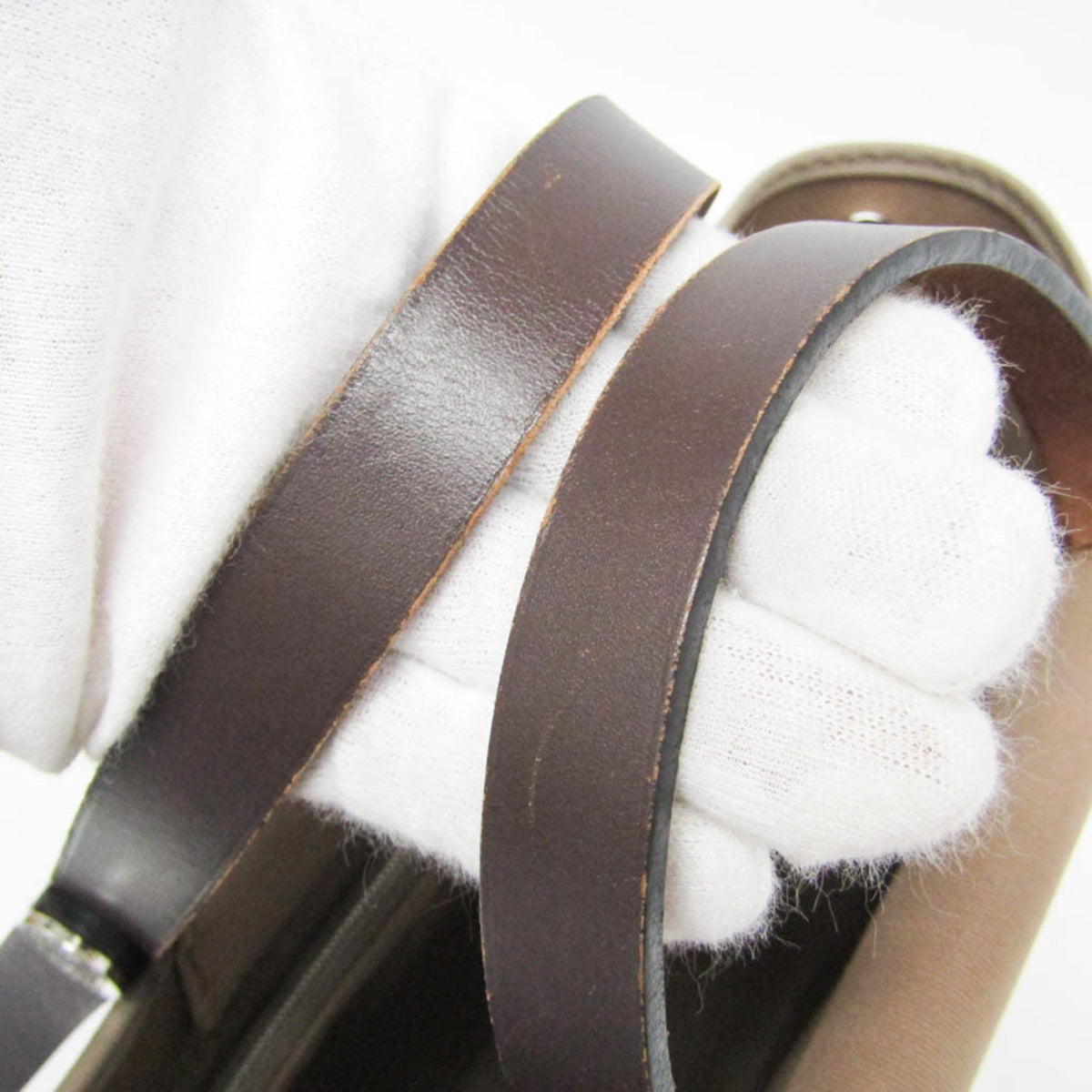 Hermes Cabag Toile And Leather Brown Canvas Handbag (Pre-Owned)