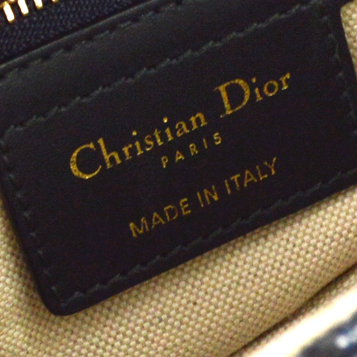 Christian Dior Saddle Handbag With Strap Oblique Canvas Navy Canvas Handbag (Pre-Owned)