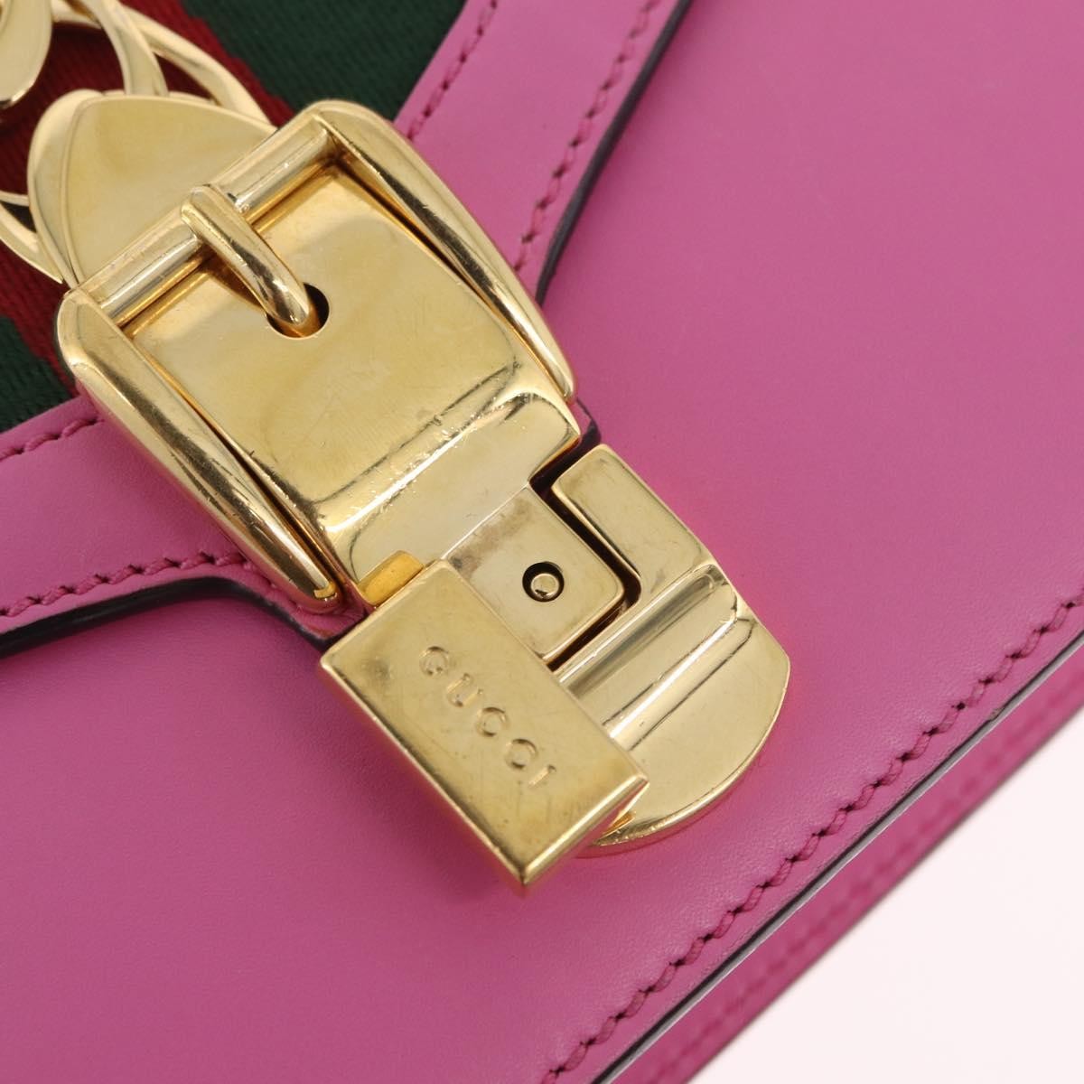 Gucci Sylvie Chain Leather Pink Leather Shoulder Bag Bag (Pre-Owned)