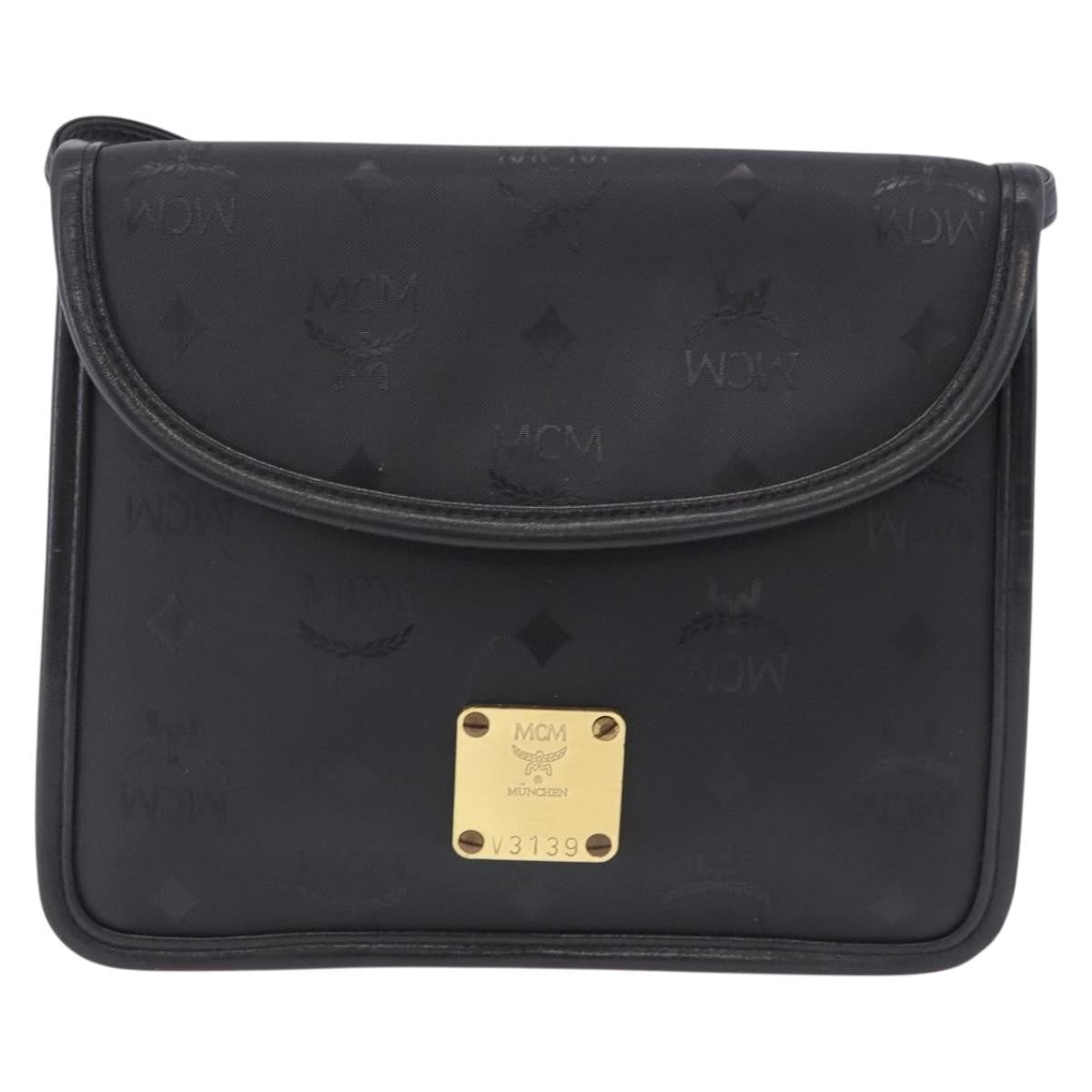 MCM Visetos Leather Black Leather Clutche & Pouche Bag (Pre-Owned)
