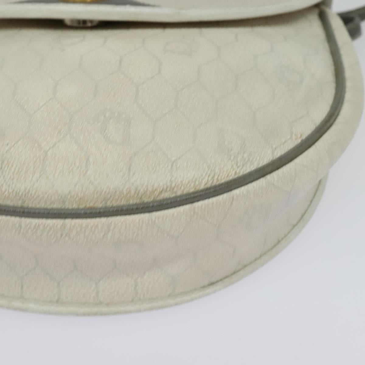 Christian Dior Vintage Honeycomb Canvas White Canvas Shoulder Bag Bag (Pre-Owned)