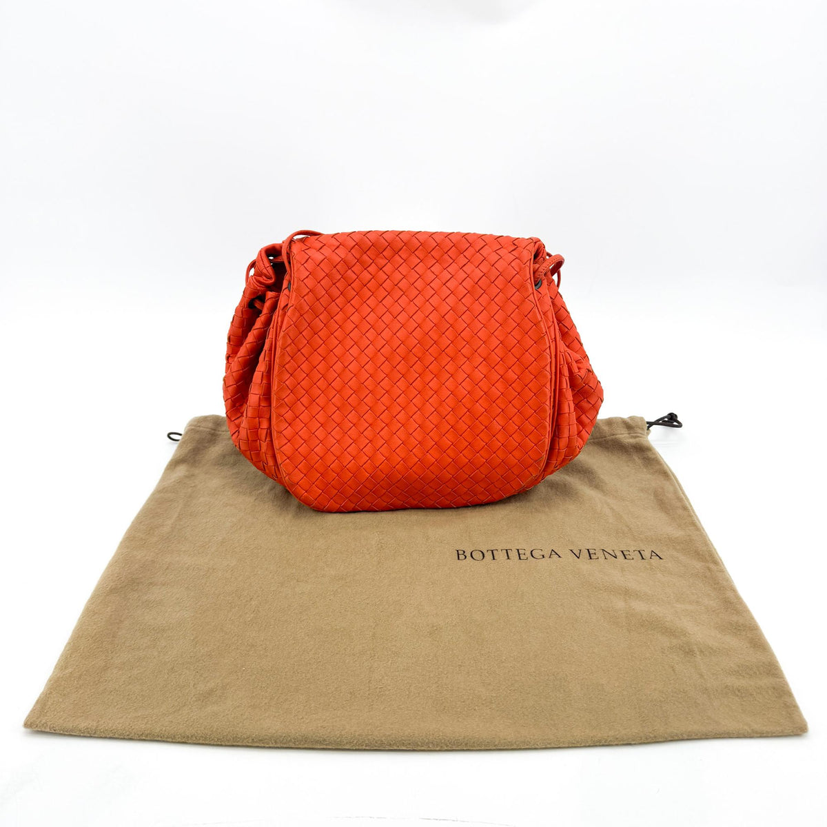 Bottega Veneta Convertible Flap Intrecciato Nappa Orange Leather Shoulder Bag Bag (Pre-Owned)