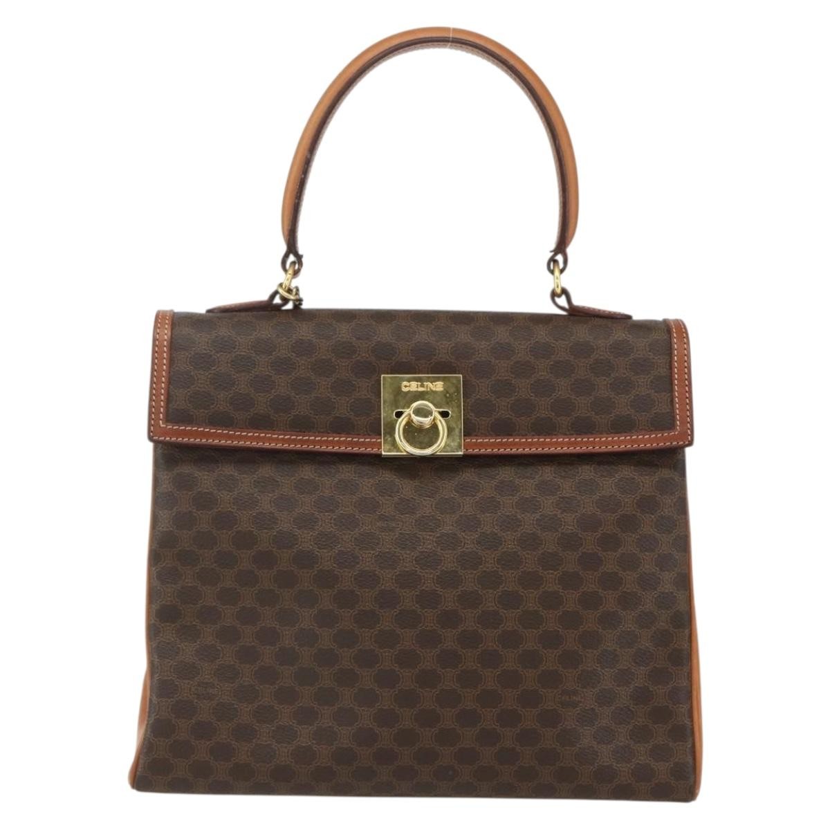 Celine Vintage Macadam Canvas And Leather Brown Canvas Handbag (Pre-Owned)