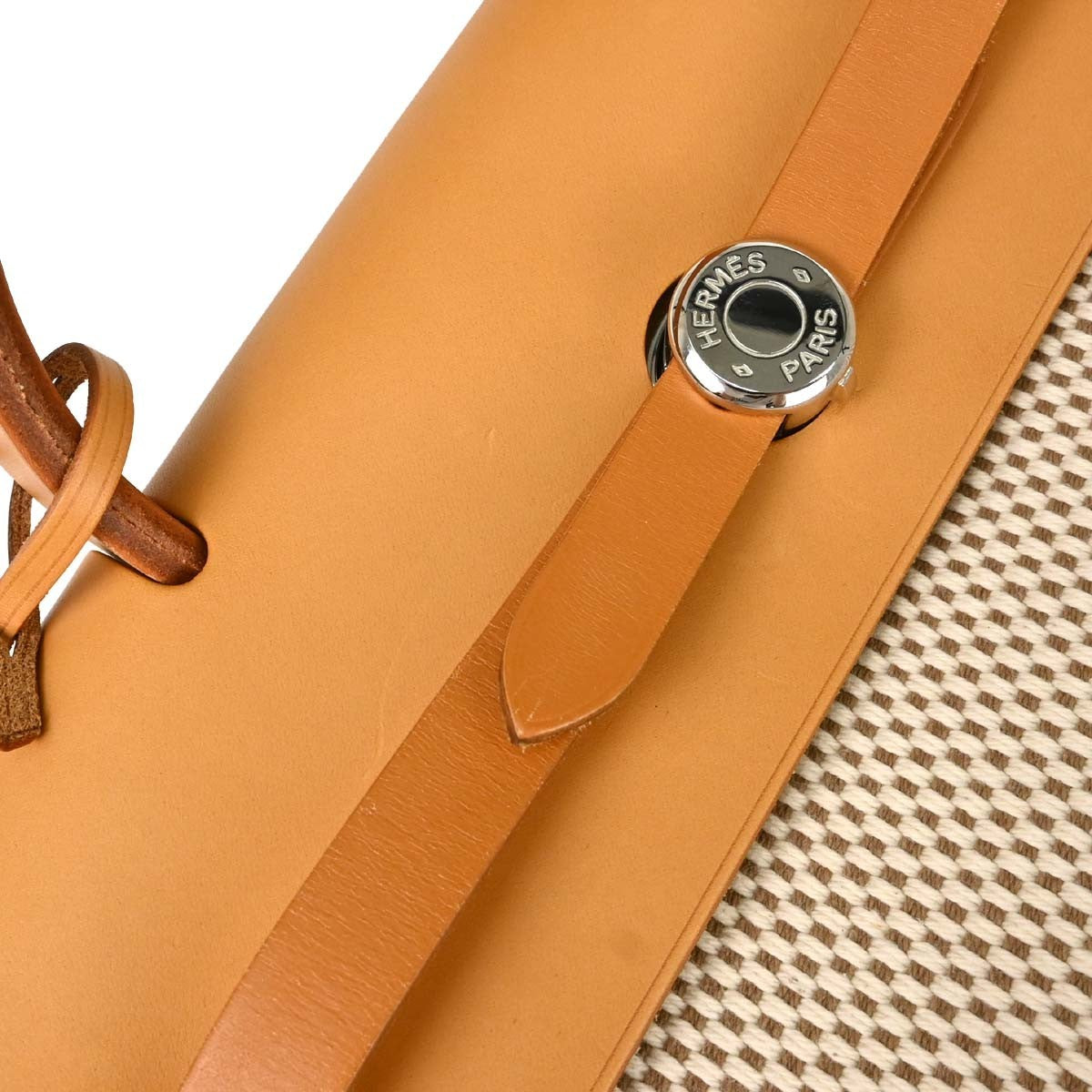 Hermes Vintage Herbag A Dos Toile And Leather Beige Canvas Backpack Bag (Pre-Owned)