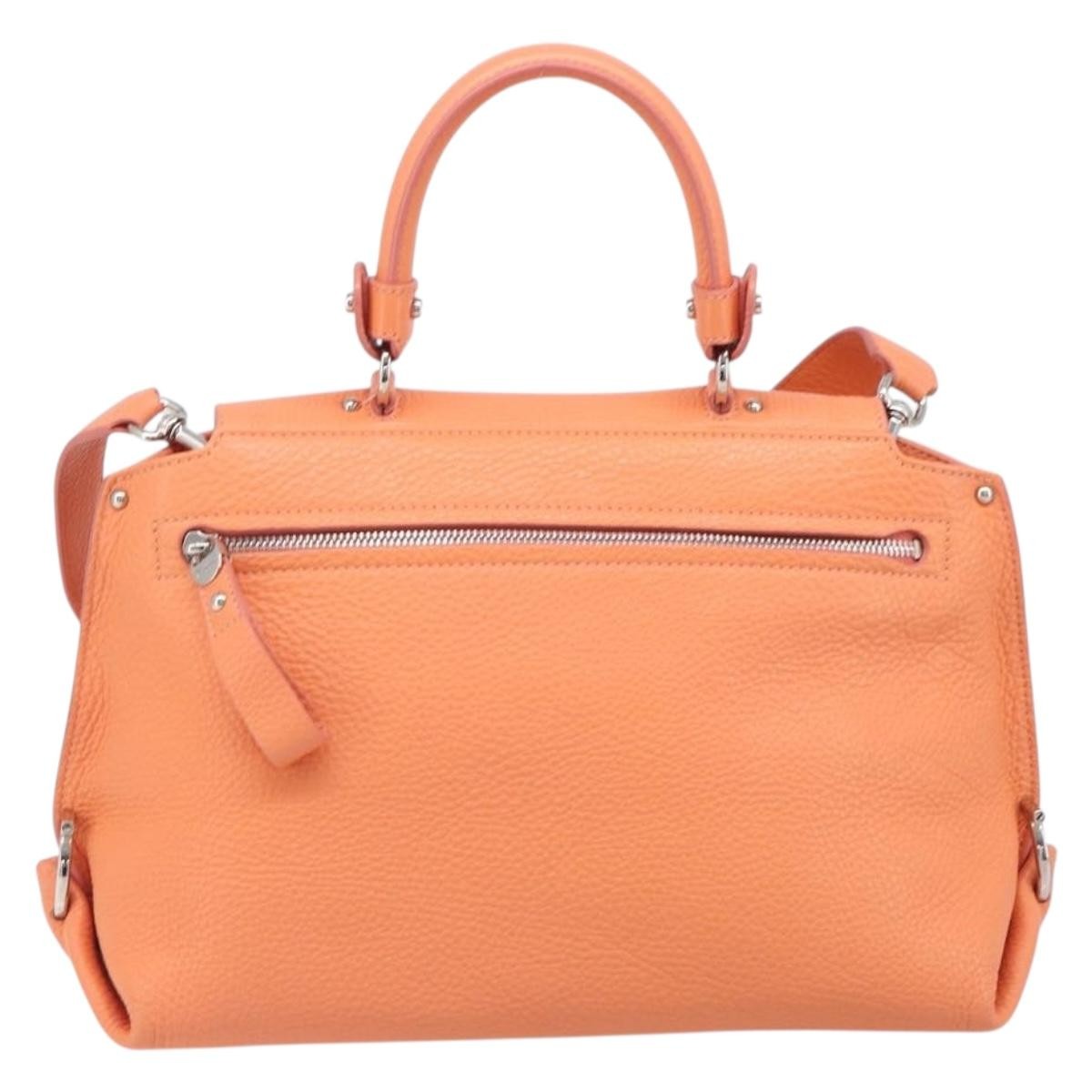 Salvatore Ferragamo Sofia Satchel Leather Orange Leather Handbag (Pre-Owned)