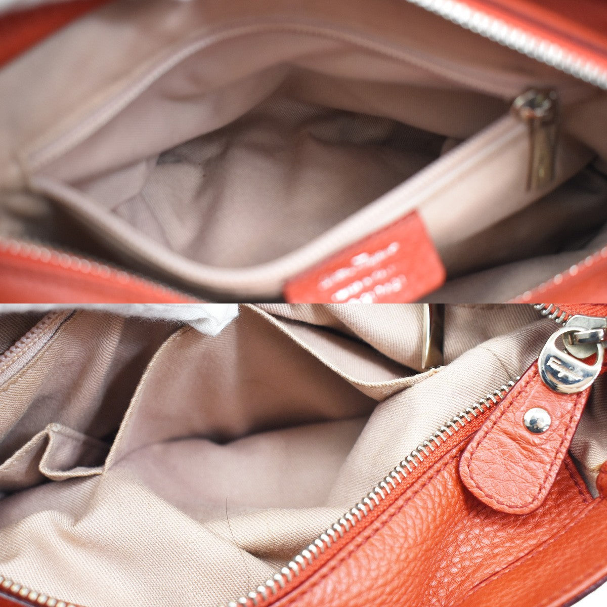 Salvatore Ferragamo Gancini Handle Leather Orange Leather Tote Bag Bag (Pre-Owned)