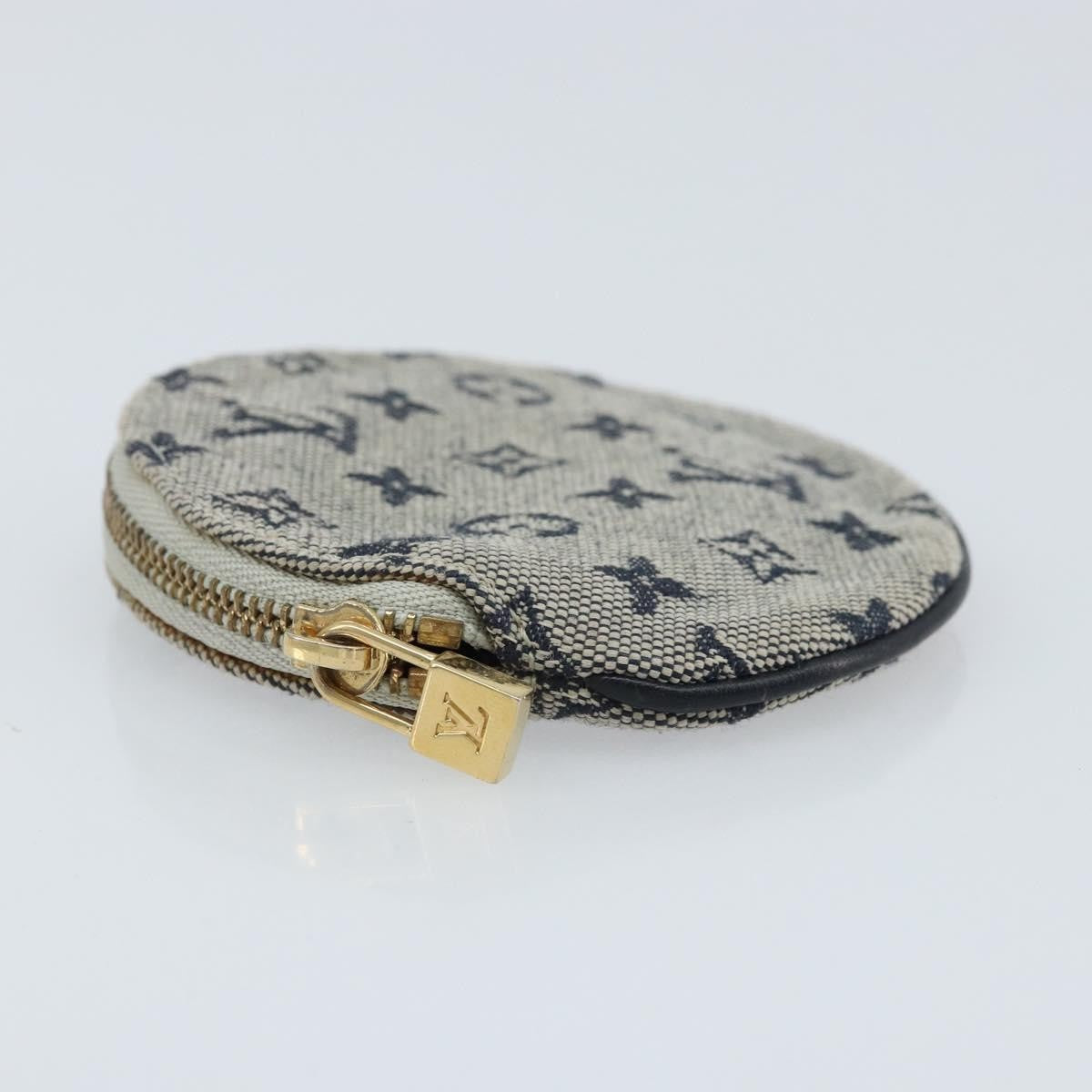 Louis Vuitton Round Coin Purse Mini Lin Blue Canvas Clutche & Pouche Bag (Pre-Owned)