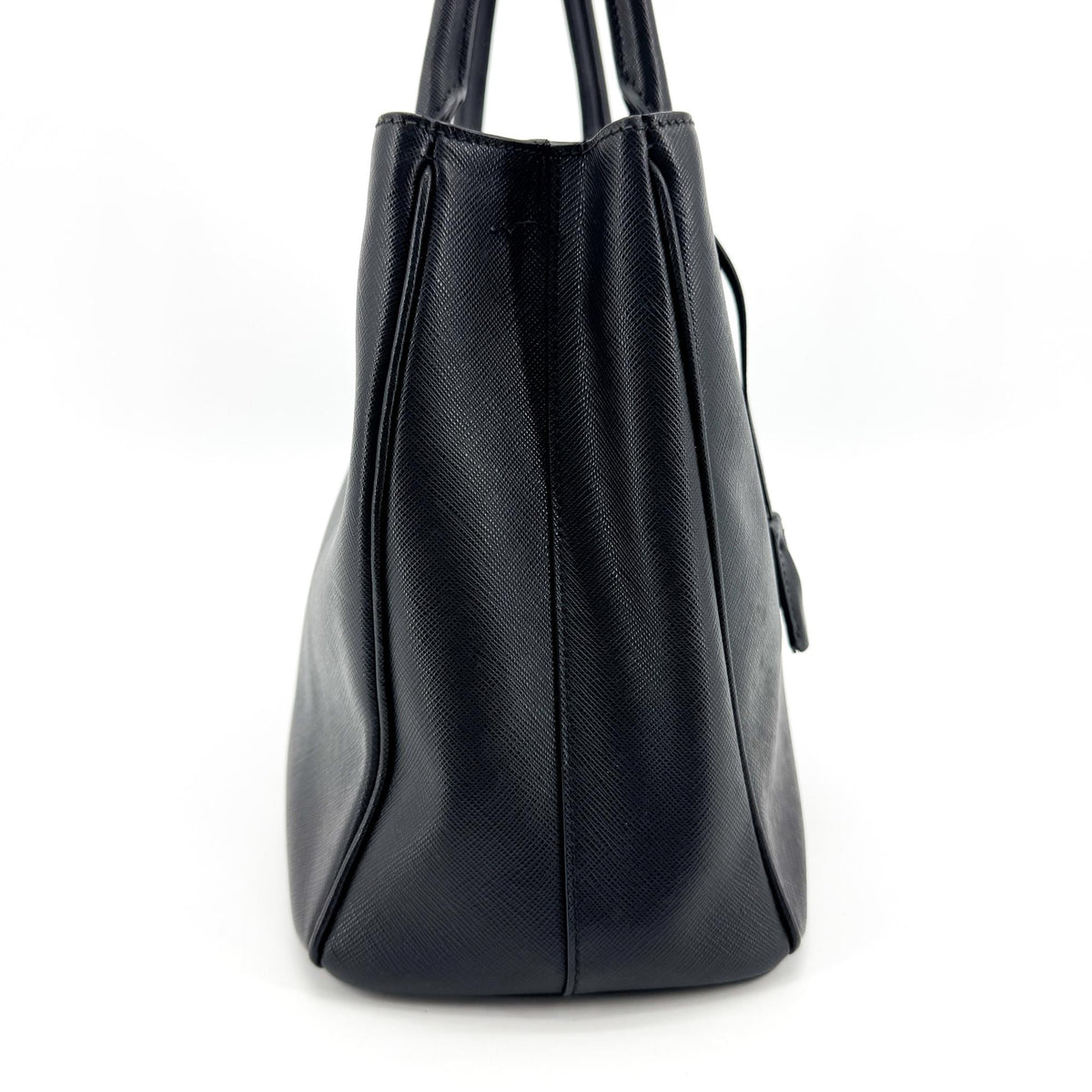 Prada Galleria Strap Leather Black Leather Handbag (Pre-Owned)